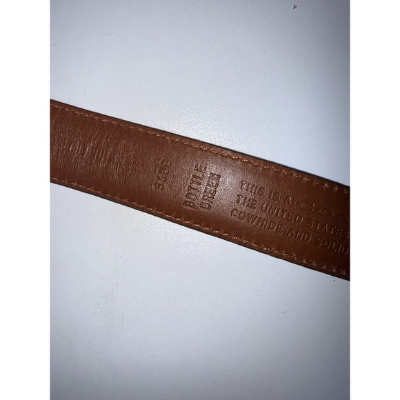 COACH 8400 Bottle Green Glove-Tanned Leather Belt SIZE M Solid Brass Buckle USA - Picture 4 of 8